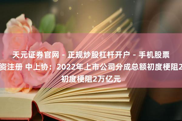 天元证券官网 - 正规炒股杠杆开户 - 手机股票如何配资注册 中上协：2022年上市公司分成总额初度梗阻2万亿元